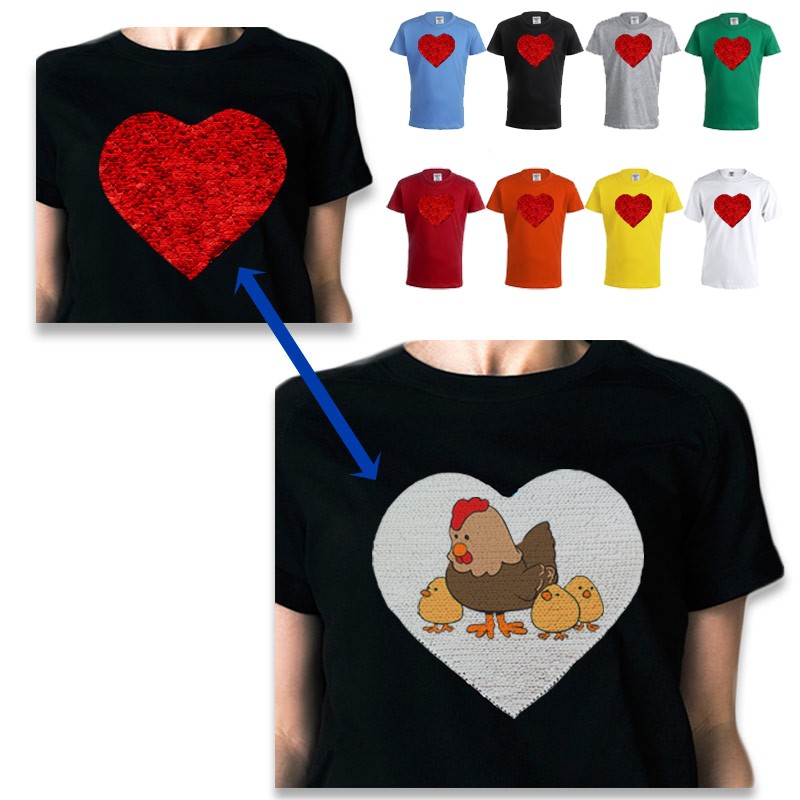 Camiseta con corazón lentejuelas - eTazas:Tazas Barcelona