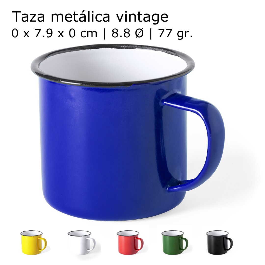 Personalización Estampación tazas metálicas vintage retro en colores